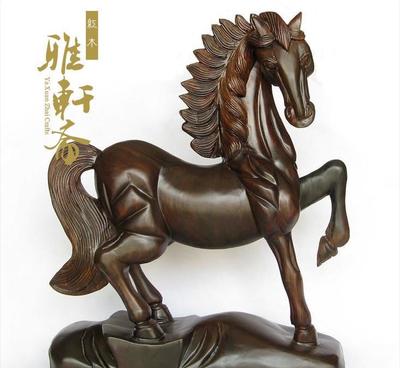 禮品禮物V木雕馬 木雕風水擺件 紅木工藝品 大號50 紅木馬